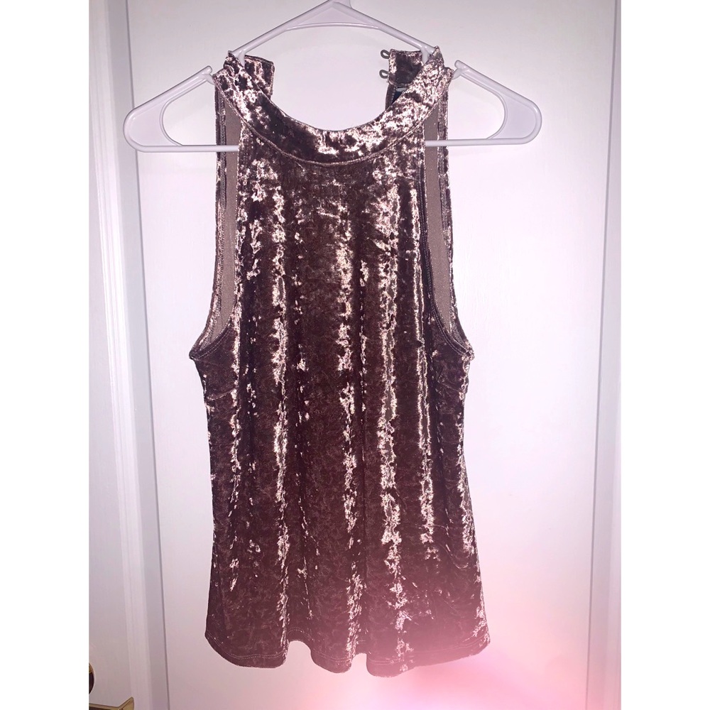Mauve high neck velvet tank